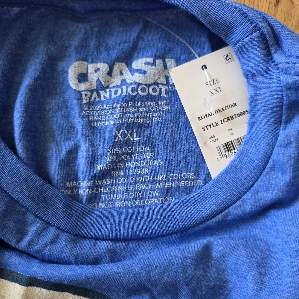 Crash Bandicoot Short Sleeve Graphic Tee Royal Heather Blue Video Game Retro
